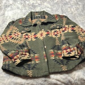 Geometric Patterned Jacket in Green and Red